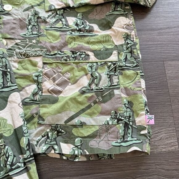 NICK & NORA TOY ARMY CAMO Woven Cotton PJ PAJAMA SET TOP PANTS RARE LARGE - Picture 7 of 10